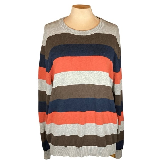 Old Navy Sweaters - Old Navy 100% Cotton Striped Sweater in Coral, Navy,‎ Brown, Gray | Holiday 2007